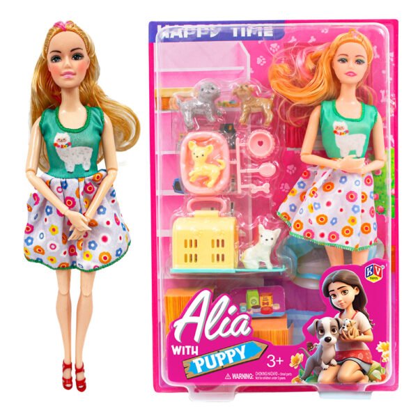 11" Alia Doll Available In 3 Models - Puppy Green, Study Time, Puppy Pink
