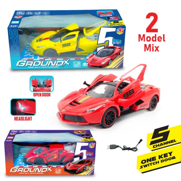 5 Function 1:18 Remote Control Car - Available In 2 Colors - Red & Yellow
