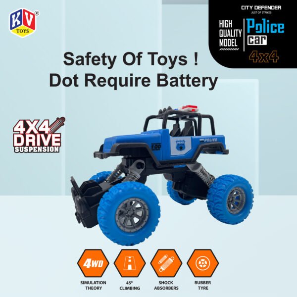 1 Pc Friction Power Off-Road Police Car - Pvc