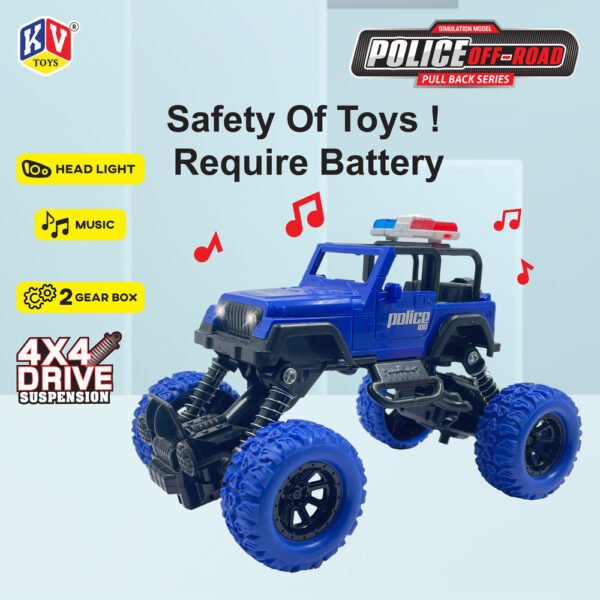 1 Pc Pull Back Off-Road Police Car With Light & Music - Box