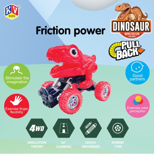 1 Pc Friction Power Monster Dinosaur Car - Pvc