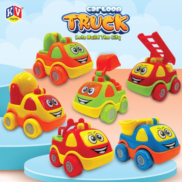12 Pcs Friction 6 Model Mix Cartoon Truck