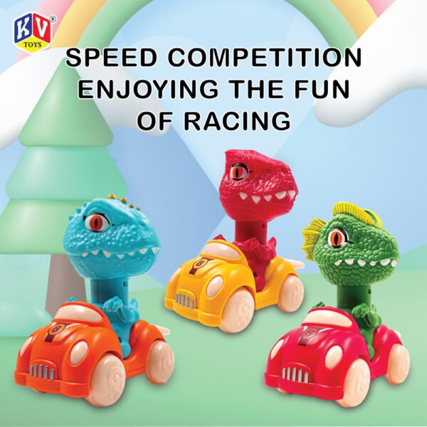 12 Pcs Friction Press & Go Dino With Whistle
