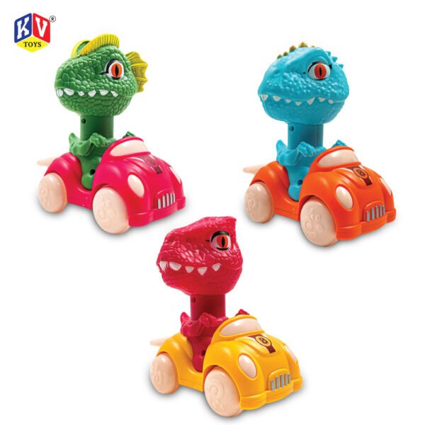 12 Pcs Friction Press & Go Dino With Whistle