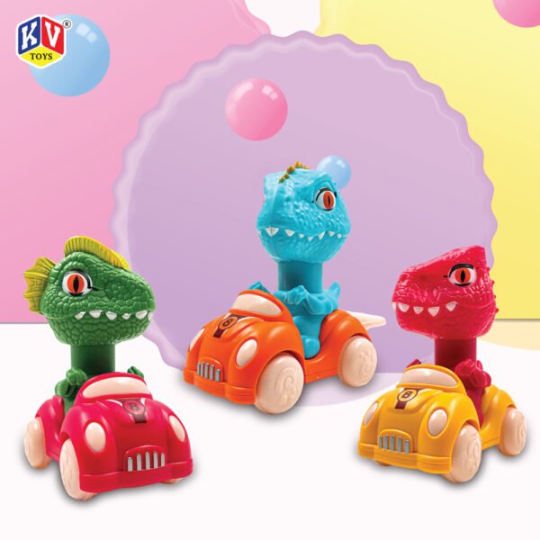 12 Pcs Friction Press & Go Dino With Whistle