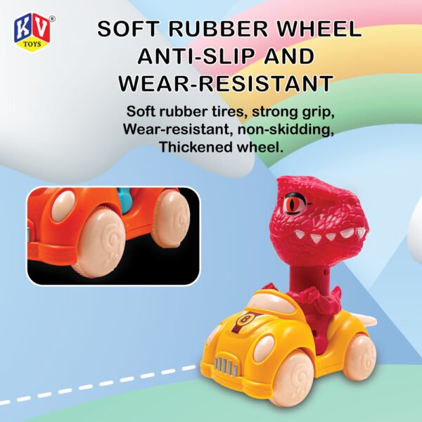12 Pcs Friction Press & Go Dino With Whistle