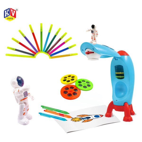 Space Projector With 3 Films, 12 Colour Pen, 1 Astronaut And Drawing Book