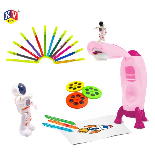 Space Projector With 3 Films, 12 Colour Pen, 1 Astronaut And Drawing Book