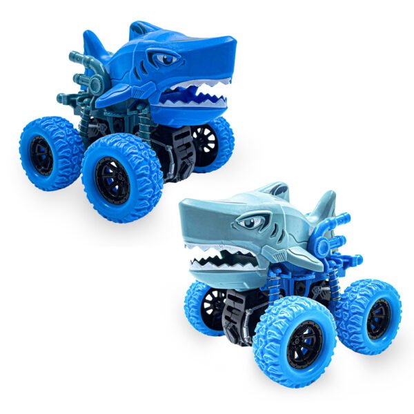12 Pcs Friction Power Monster Shark Car With 360 Rotation