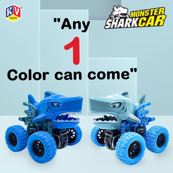 12 Pcs Friction Power Monster Shark Car With 360 Rotation