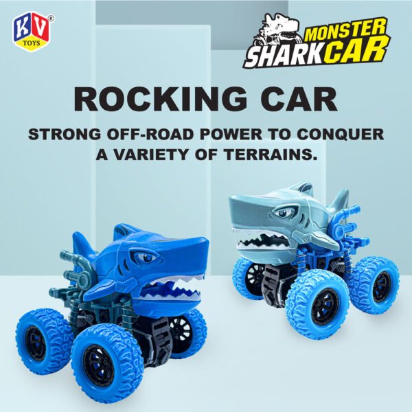 12 Pcs Friction Power Monster Shark Car With 360 Rotation
