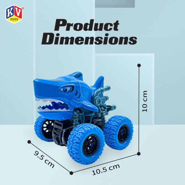 12 Pcs Friction Power Monster Shark Car With 360 Rotation
