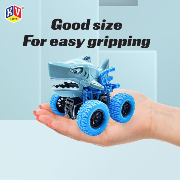 12 Pcs Friction Power Monster Shark Car With 360 Rotation