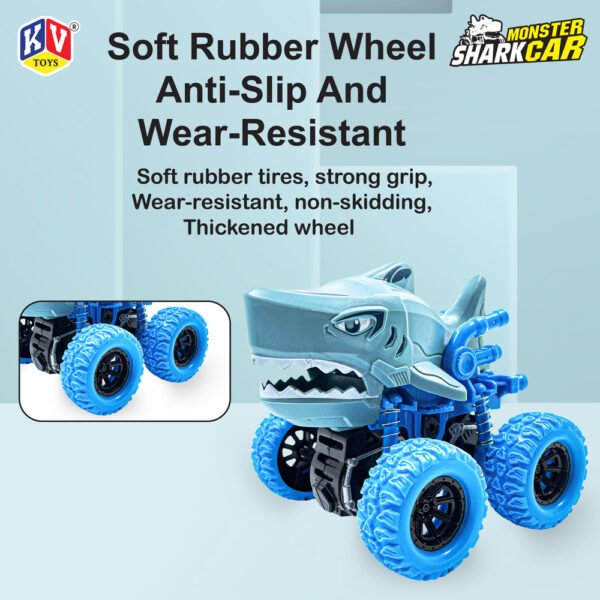 12 Pcs Friction Power Monster Shark Car With 360 Rotation