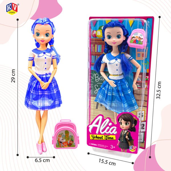11"Alia Doll School Time Doll Available In 2 Models - Pink And Blue